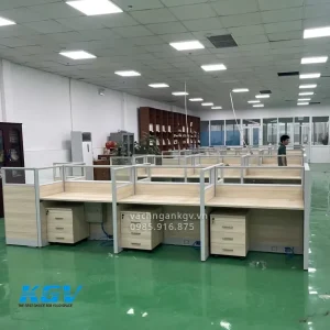 Vách ngăn văn phòng dạng module 56mm gỗ kính